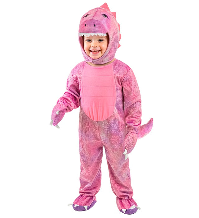 Pink Dinosaur  Jumpsuit, Hooded Mask 