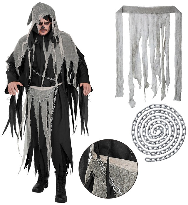 “Chained Reaper”  Hooded Robe With Gauze & Chain, Belt 