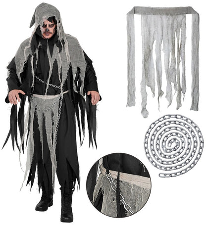 “Chained Reaper”  Hooded Robe With Gauze & Chain, Belt 