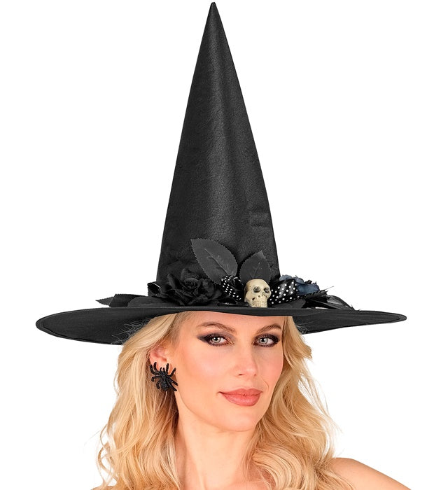 Hat With Skull Bow &amp; Flowers Witch