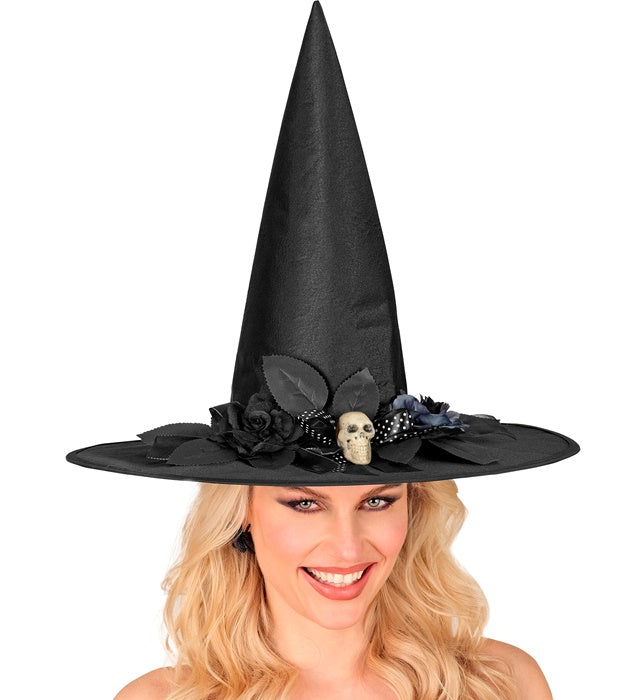 Hat With Skull Bow &amp; Flowers Witch