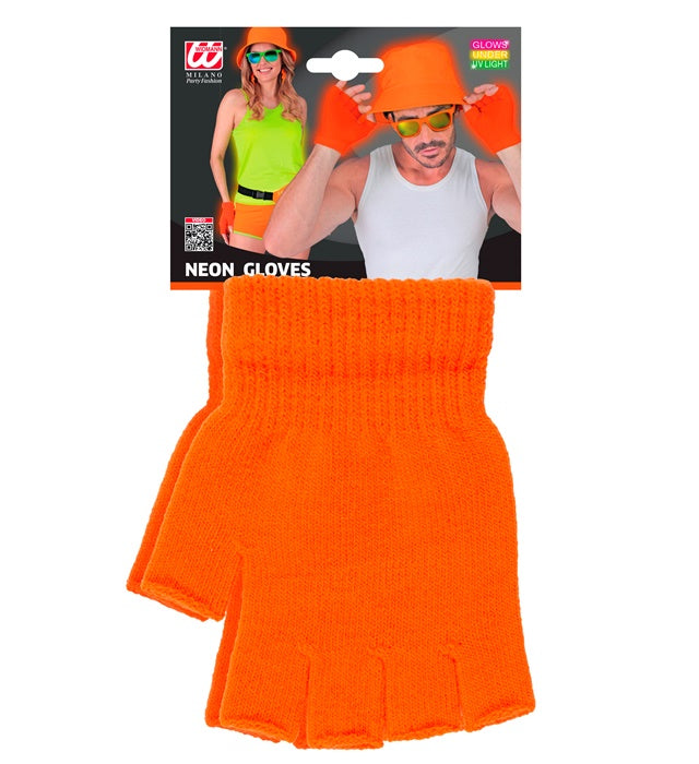 Neon Orange Fingerless Gloves