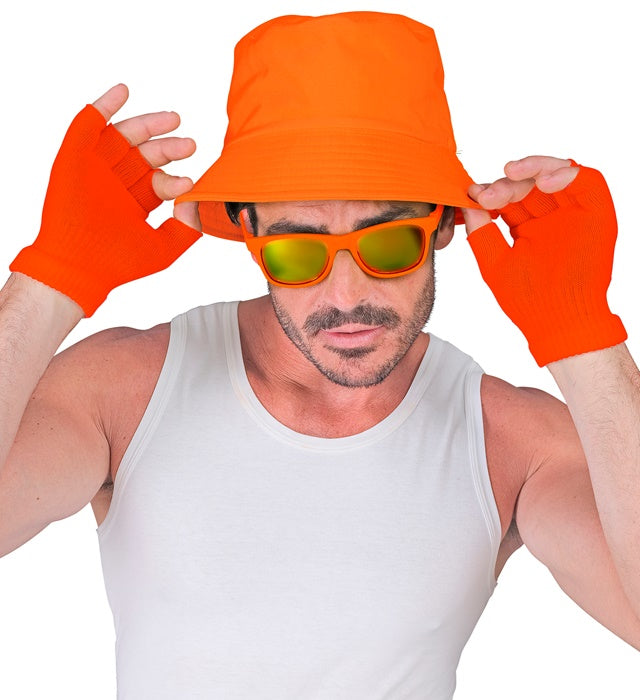 Neon Orange Fingerless Gloves
