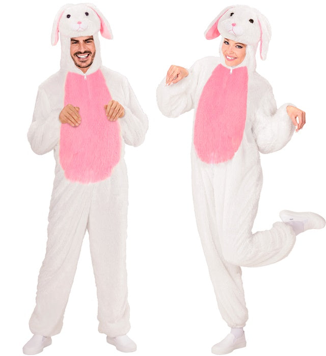 Bunny In Soft Plush  Hooded Jumpsuit With Mask 