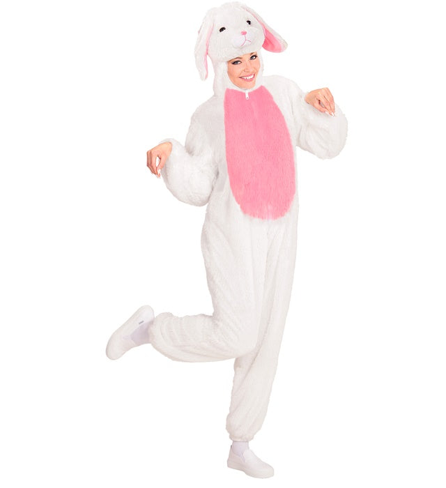 Bunny In Soft Plush  Hooded Jumpsuit With Mask 