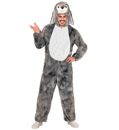 Bunny In Soft Plush  Hooded Jumpsuit With Mask 