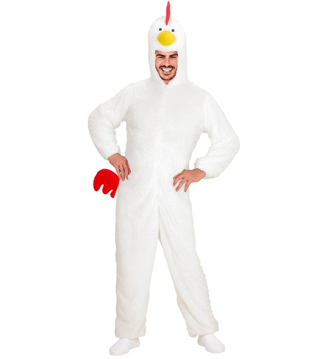 Chicken In Soft Plush  Hooded Jumpsuit With Mask 