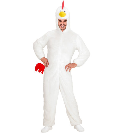 Chicken In Soft Plush  Hooded Jumpsuit With Mask 