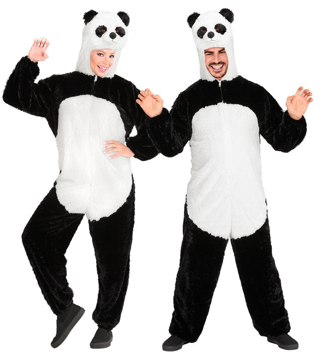 Panda In Soft Plush  Hooded Jumpsuit With Mask 