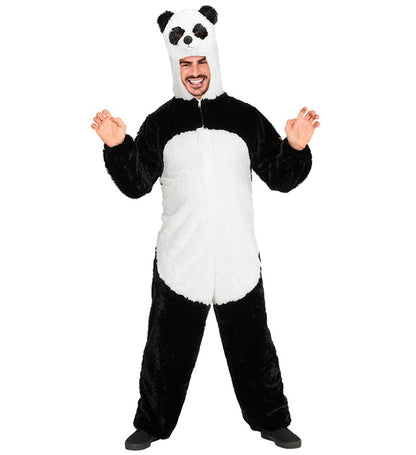 Panda In Soft Plush  Hooded Jumpsuit With Mask 