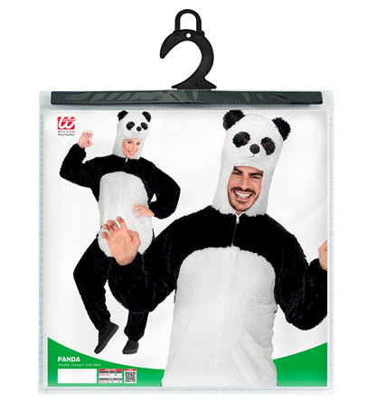 Panda In Soft Plush  Hooded Jumpsuit With Mask 