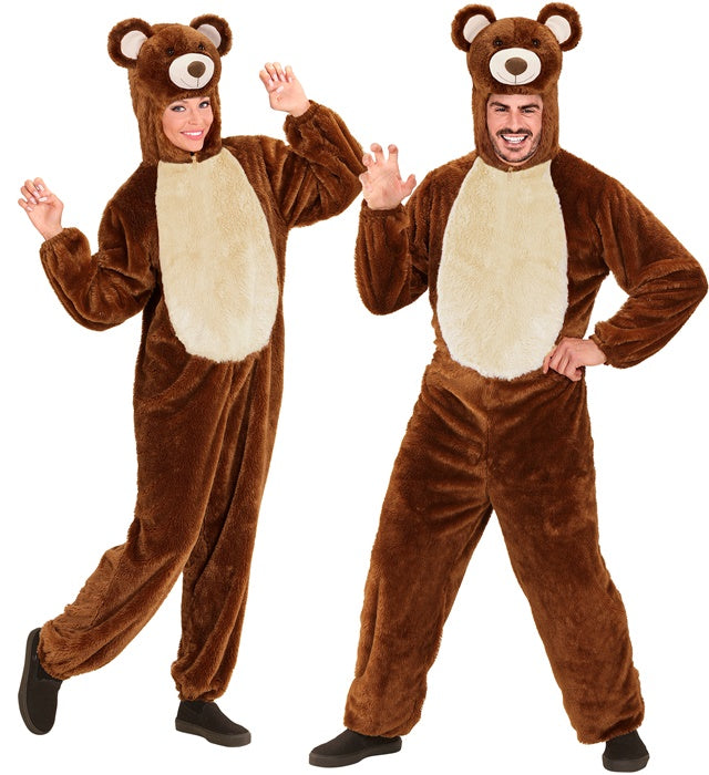 Bear In Soft Plush  Hooded Jumpsuit Withmask 