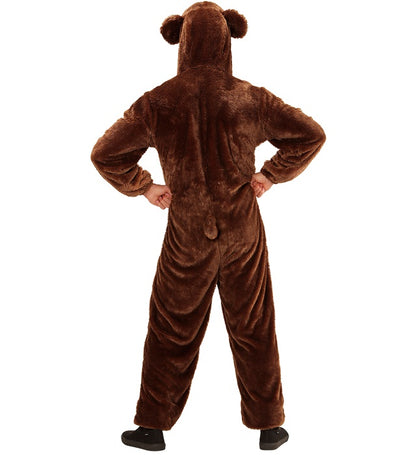 Bear In Soft Plush  Hooded Jumpsuit Withmask 