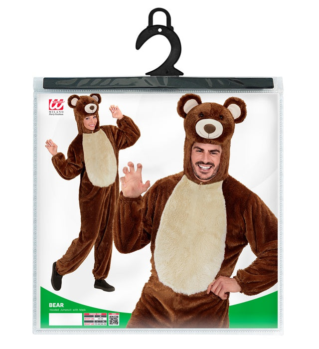 Bear In Soft Plush  Hooded Jumpsuit Withmask 