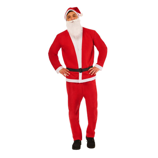 Santa Mens Top Trousers Belt Hat Beard Costume 1