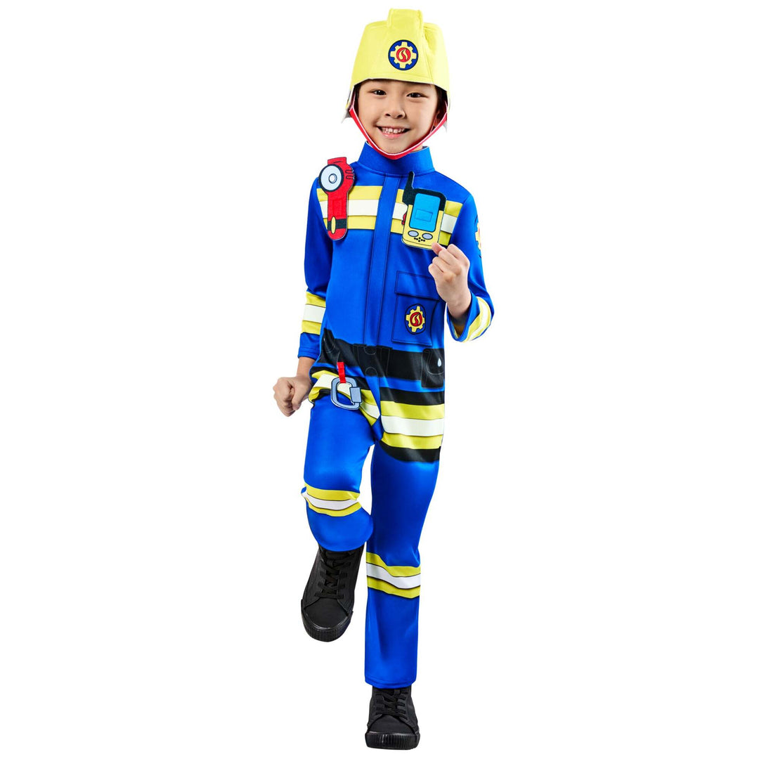 Kids Fireman Sam Costume with Yellow Helmet 1