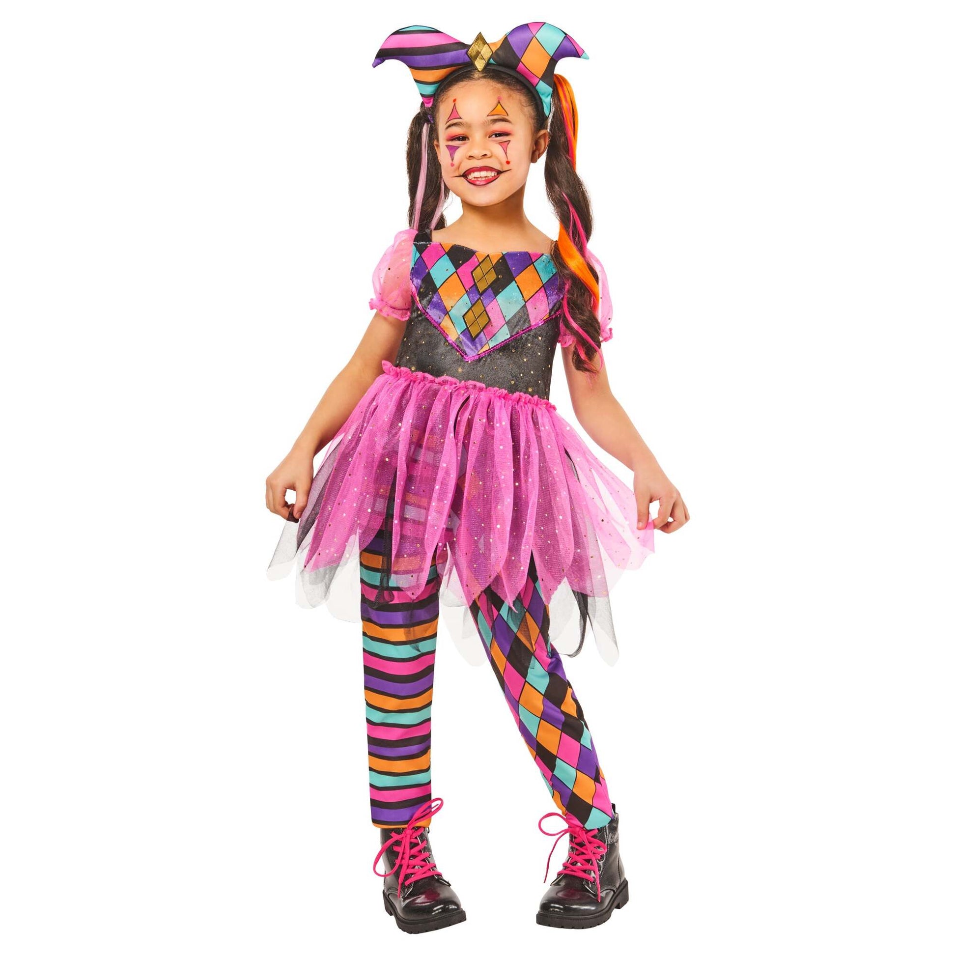 Harlequin Girl Pink Costume Dress 1