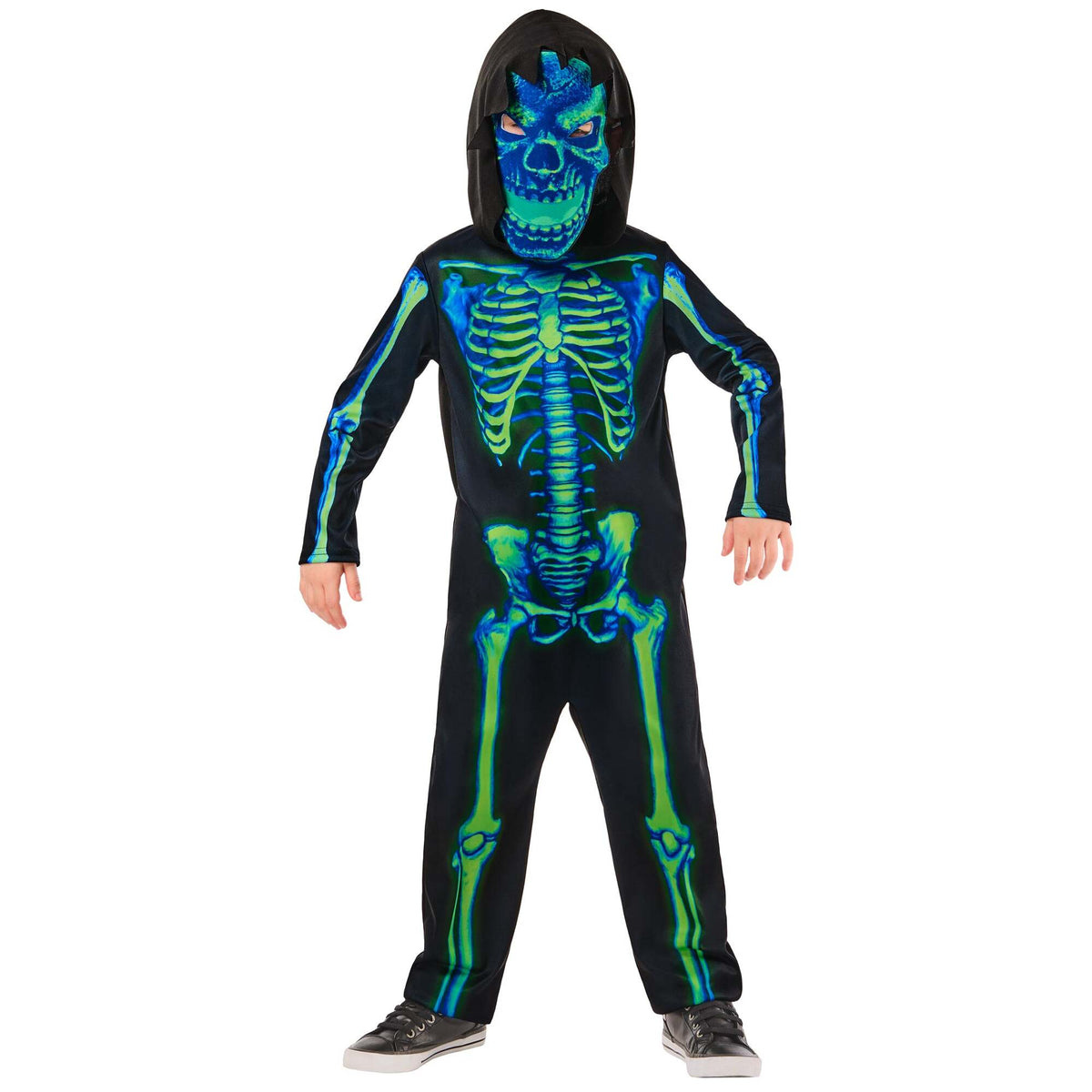 Neon Green Skeleton Costume for Kids 1