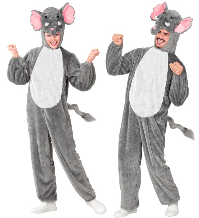 Elephant In Soft Plush  Hooded Jumpsuit With Mask 