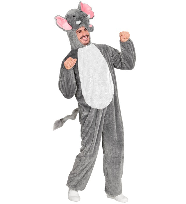 Elephant In Soft Plush  Hooded Jumpsuit With Mask 