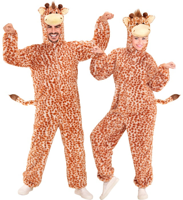 Giraffe In Soft Plush  Hooded Jumpsuit With Mask 