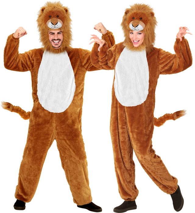 Lion In Soft Plush  Hooded Jumpsuit Withmask 