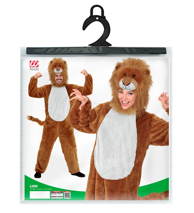 Lion In Soft Plush  Hooded Jumpsuit Withmask 