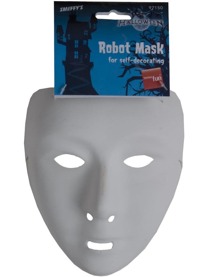 Robot Costume Mask White Elastic String Adult Costume Accessory 2