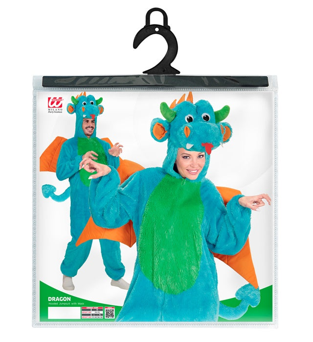 Dragon In Soft Plush  Hooded Jumpsuit With Mask 