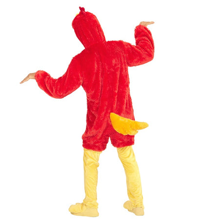Red Bird In Soft Plush  Hooded Jumpsuit With Mask 
