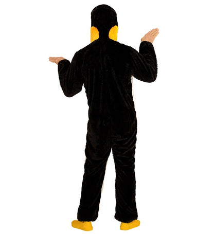 Penguin In Soft Plush  Hooded Jumpsuit With Mask 