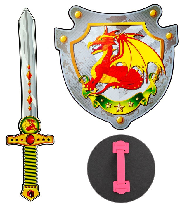 Dragon Knight Sword & Shield In Soft Eva Foam - Sword 52 Cm, Shield 33 X 35 Cm