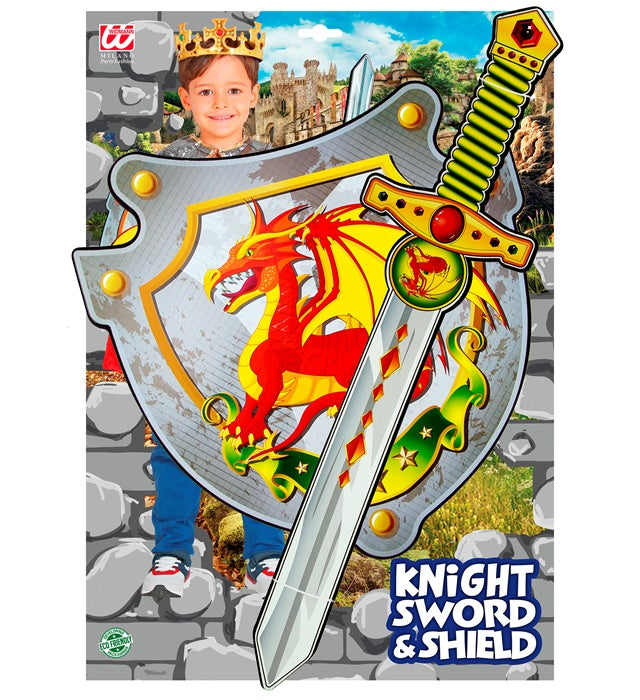 Dragon Knight Sword & Shield In Soft Eva Foam - Sword 52 Cm, Shield 33 X 35 Cm