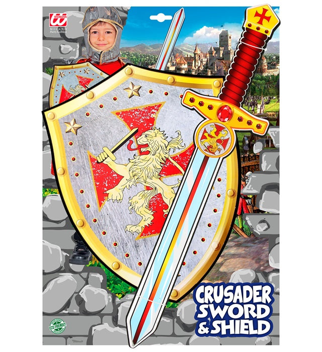 Crusader Sword & Shield In Soft Eva Foam - Sword 52 Cm, Shield 28 X 36 Cm