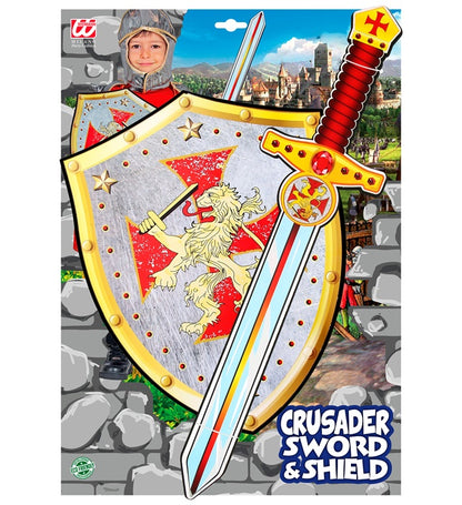 Crusader Sword & Shield In Soft Eva Foam - Sword 52 Cm, Shield 28 X 36 Cm