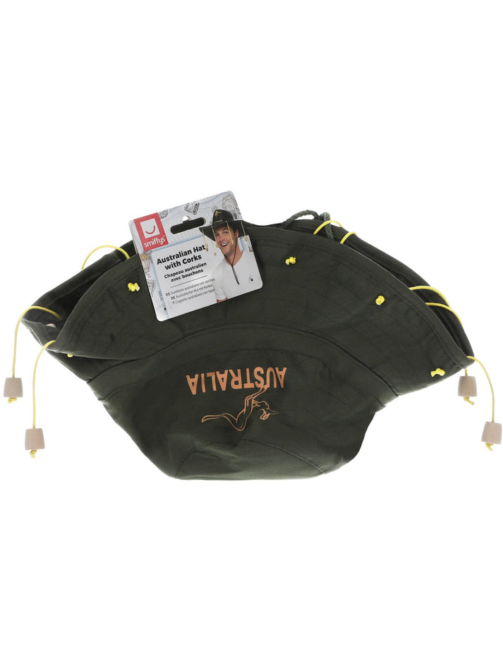 Australian Hat Adult Green with Corks Kangaroo Logo