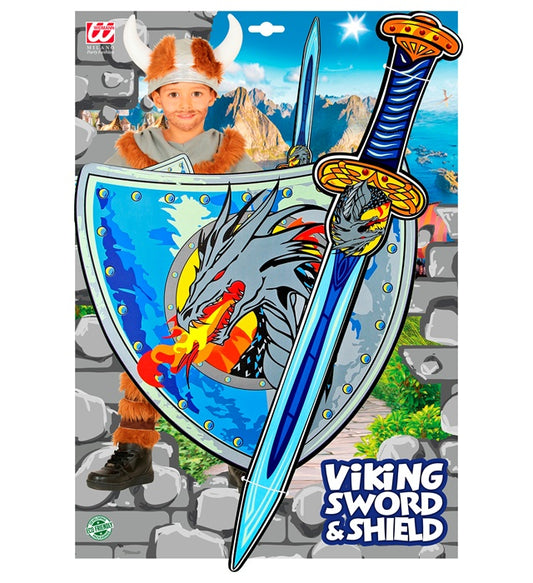 Dragon Viking Sword & Shield In Soft Eva Foam - Sword 52 Cm, Shield 30 X 28 Cm