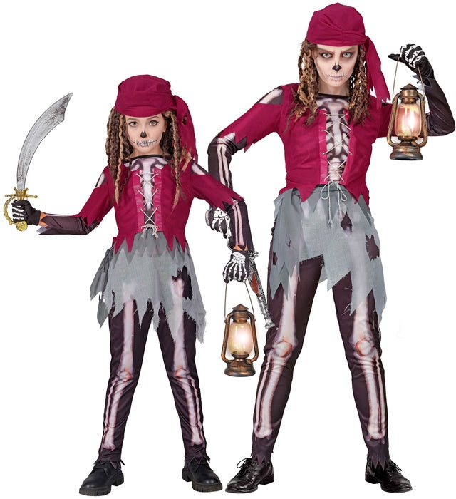 Pirate Skeleton  Shirt With Corset & Skirt, Leggings, Bandana 