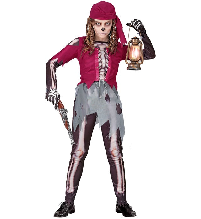 Pirate Skeleton  Shirt With Corset & Skirt, Leggings, Bandana 