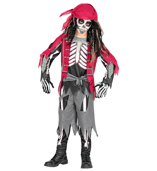 Pirate Skeleton  Shirt With Vest And Belt, Pants, Bandana 