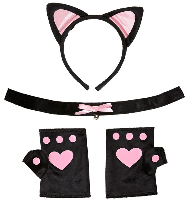 Soft Pink Cat Set  Ears, Choker, Gloves 
