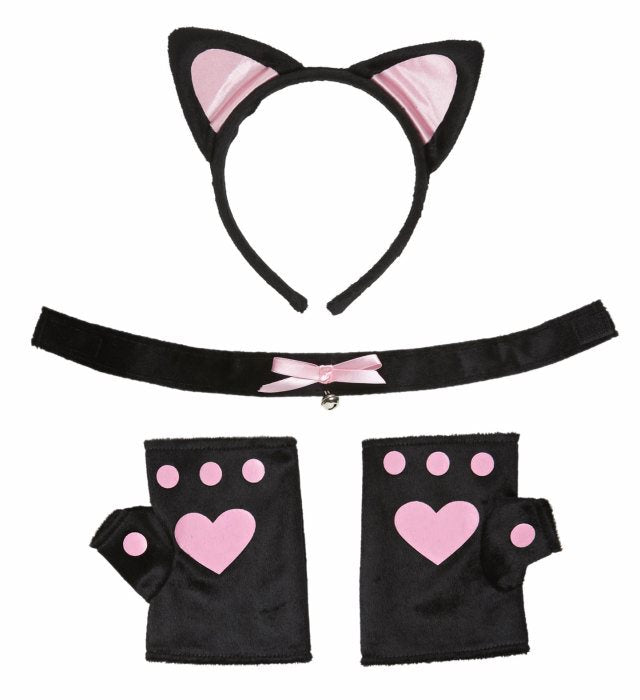 Soft Pink Cat Set  Ears, Choker, Gloves 