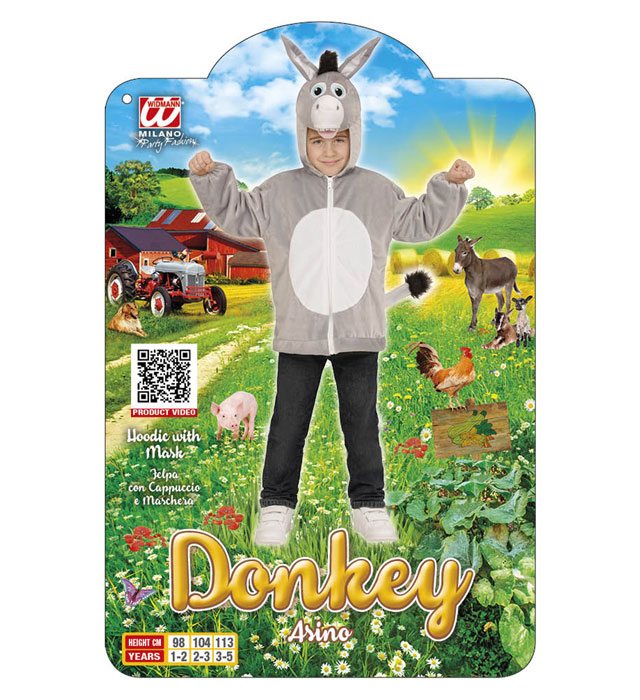 Donkey In Soft Plush  Hoodie With Mask 