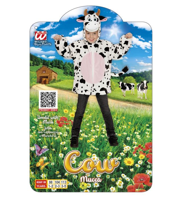 Cow In Soft Plush  Hoodie With Mask 