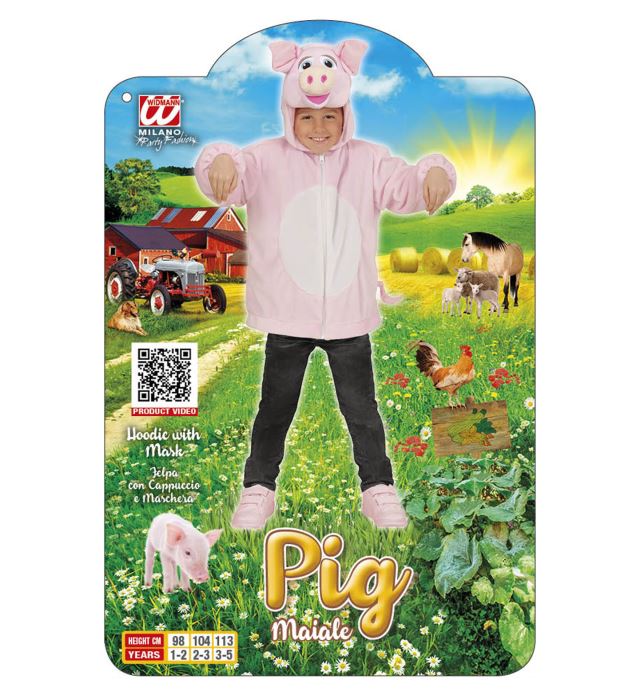Pig In Soft Plush  Hoodie With Mask 