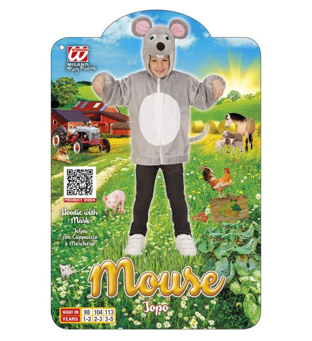 Mouse In Soft Plush  Hoodie With Mask 