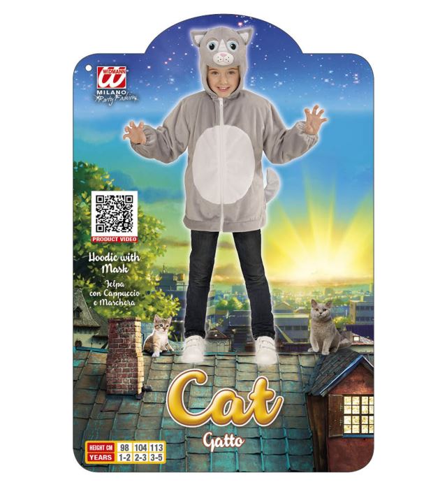 Cat In Soft Plush  Hoodie With Mask 