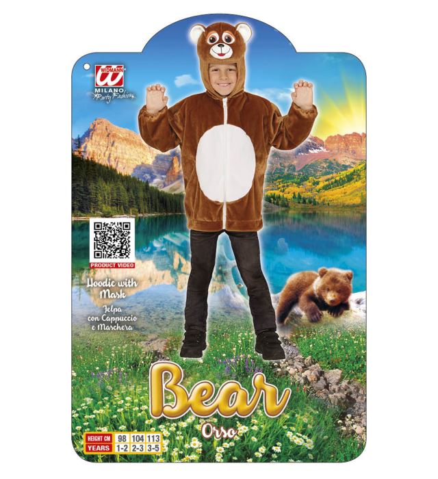 Bear In Soft Plush  Hoodie With Mask 