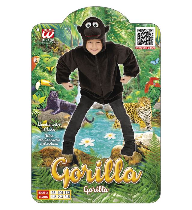 Gorilla In Soft Plush  Hoodie With Mask 