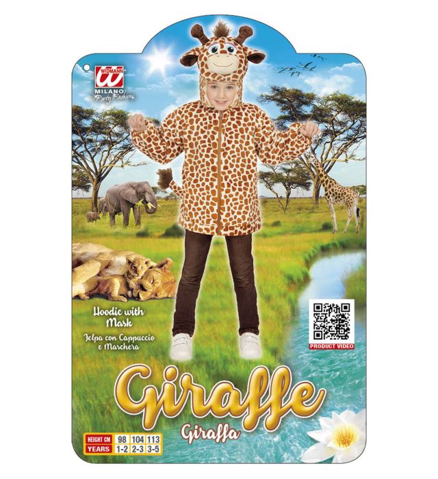 Giraffe In Soft Plush  Hoodie With Mask 
